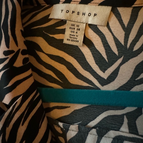 Top shop Blush Pink and Black Pleated Animal/Zebra Print Dress - Picture 5 of 6